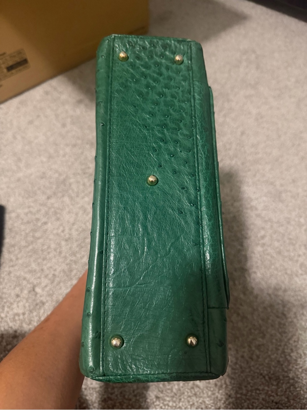 “Genuine” Green Ostrich Top-Handle Bag - Picture 7 of 17